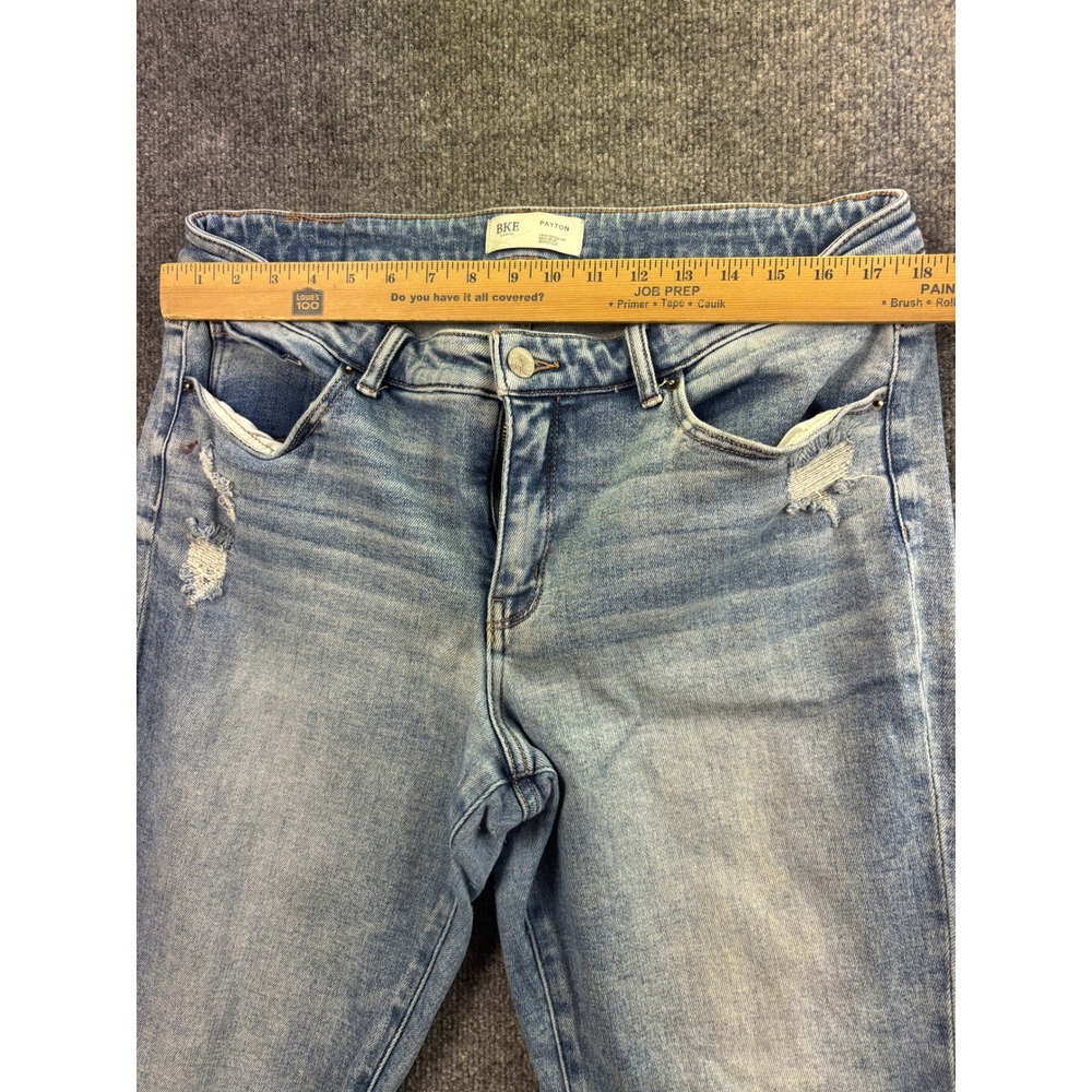 BKE Payton Jeans Women 33x36 Light Wash Mid Rise Distressed Bootcut Denim - Picture 3 of 8